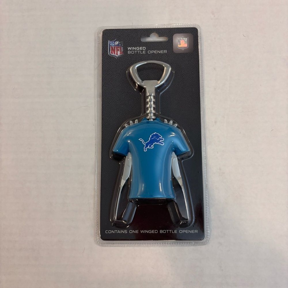 NFL Detroit Lions Jersey Design Logo Winged Wine Corkscrew And Bottle Opener NEW